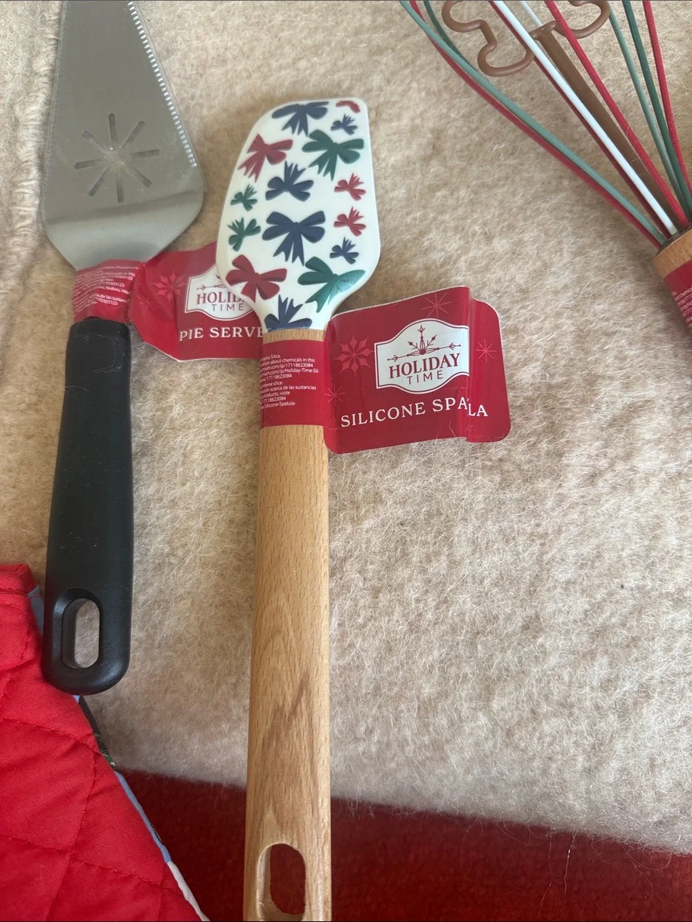 Holiday Red Silicone Cookie Cutters & Kitchen Tools Set 7 piece set